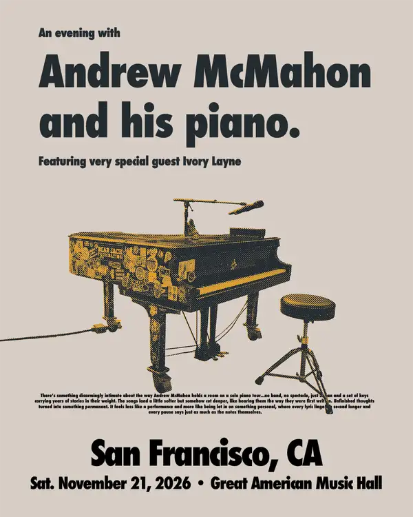 Flyer for An evening with Andrew McMahon and his piano