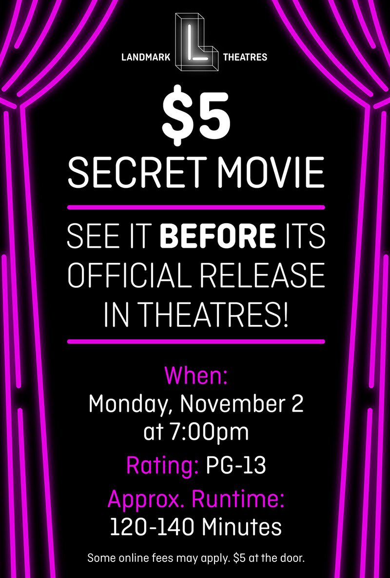 Poster for $5 Secret Movie 11/2/26